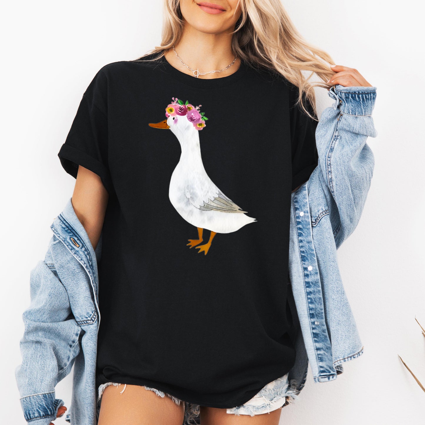 Boho Duck Shirt, Farm Girl Shirt, Hippie Farmer T-shirt