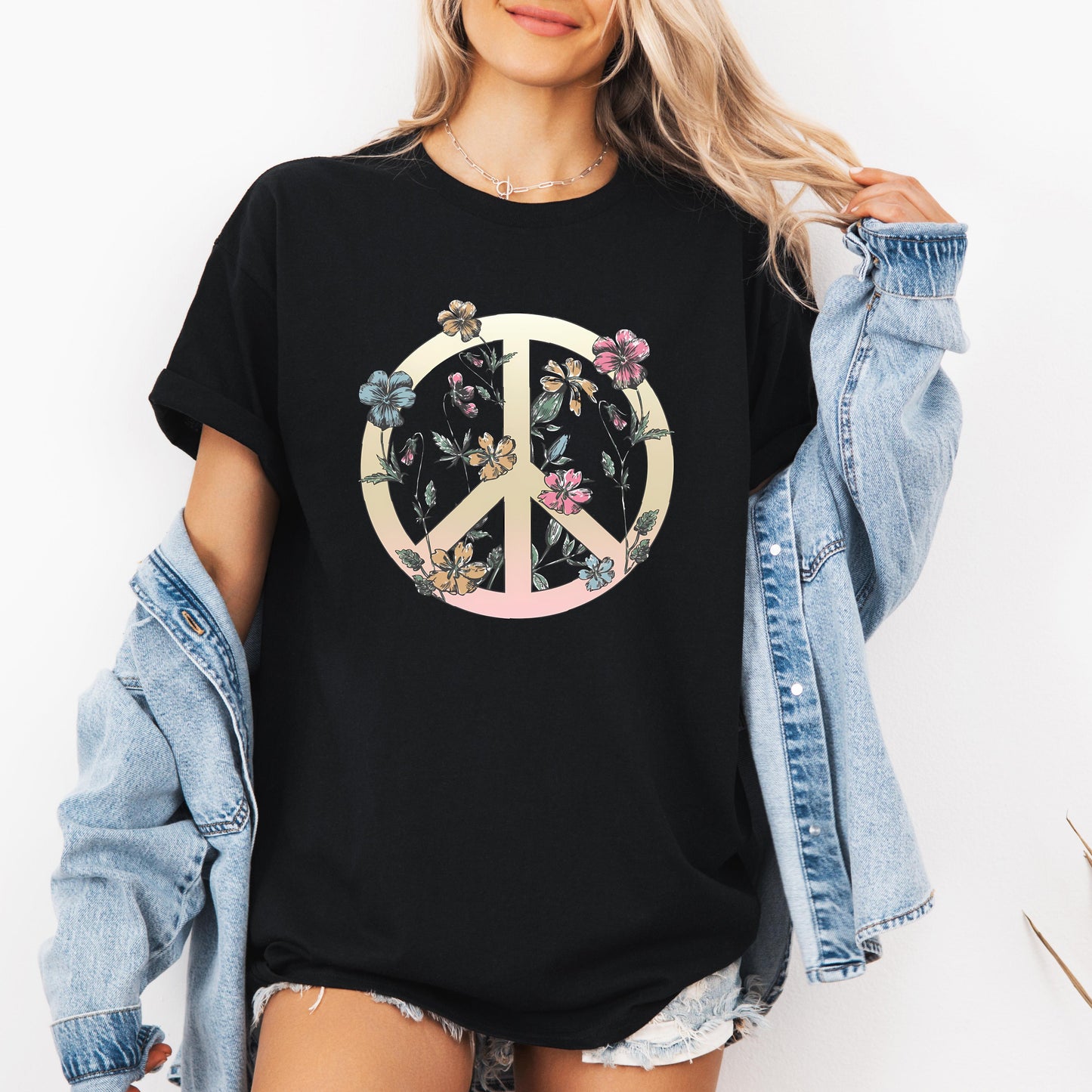 Floral Peace Sign Shirt, Peace Sign Shirt, Boho Floral T-shirt