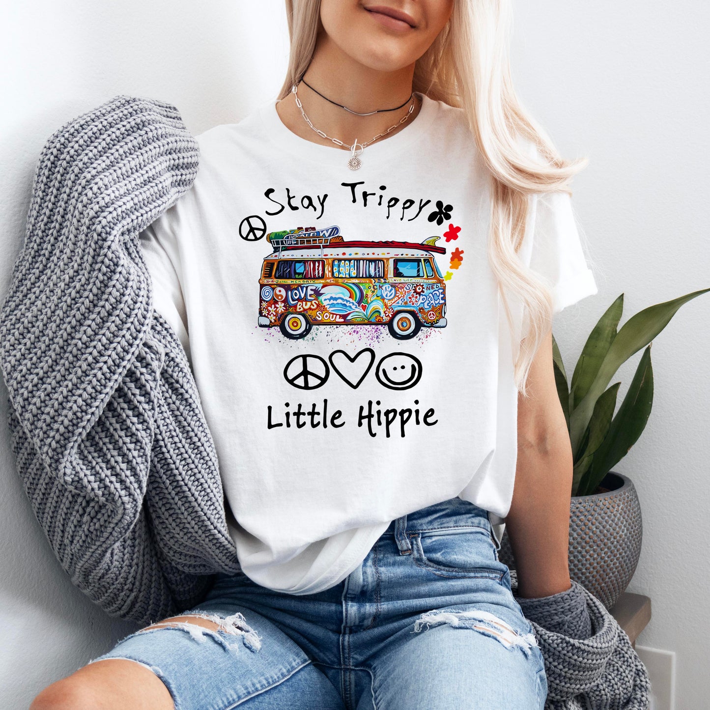 Stay Trippy Little Hippie Graphic T-Shirt, Hippie Car Shirt, Van Bus Tee