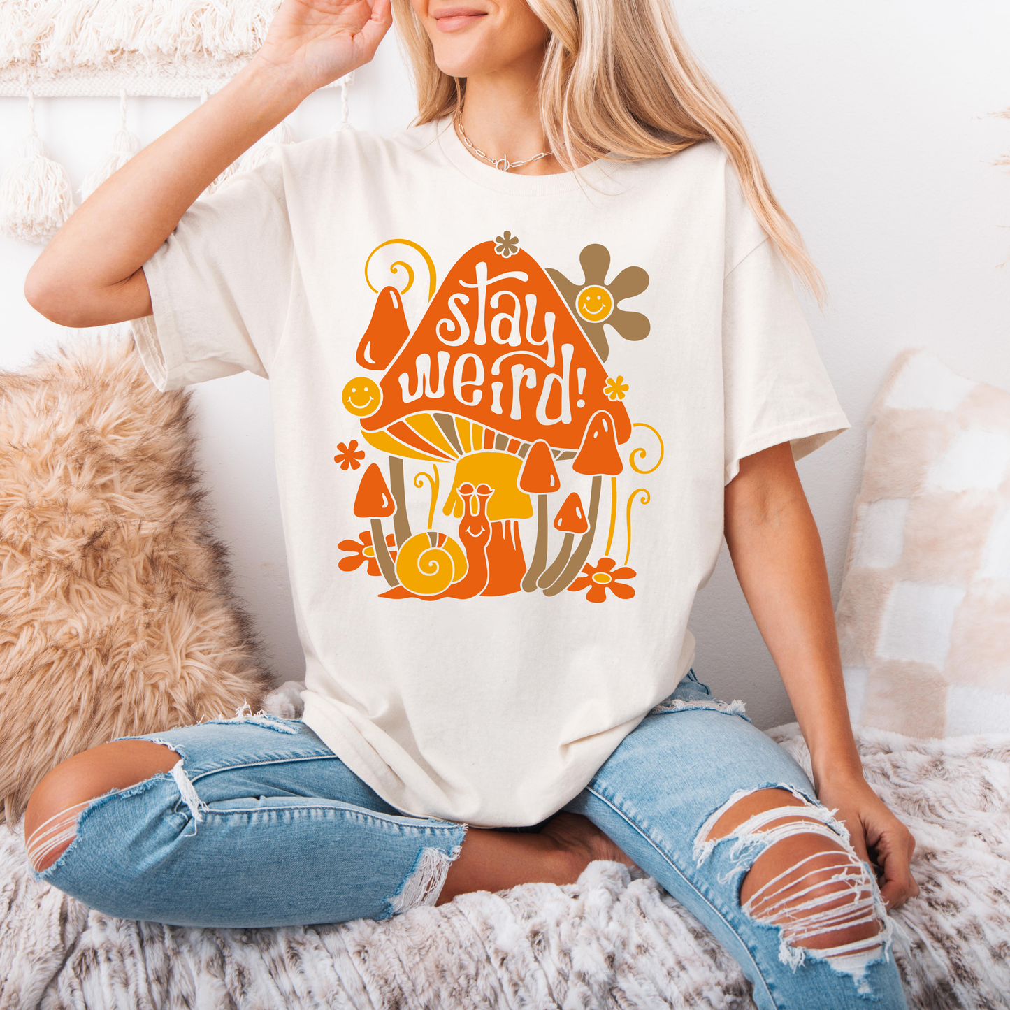 Vintage Stay Weird T-Shirt, Mushroom Shirt, Celestial Tee