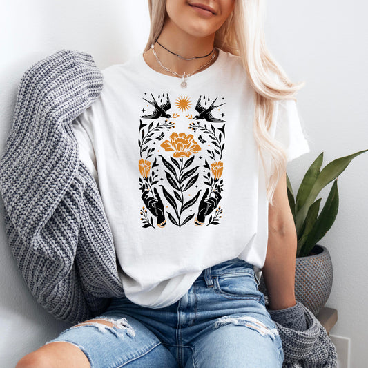 Flowers T-shirt, Good Vibes Shirt, Boho Wildflowers T-shirt,