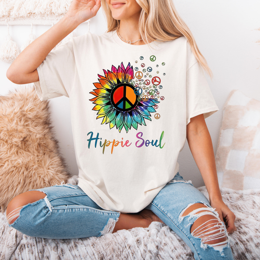 Sunflower Hippie Soul Shirt, Boho Sunflower T-shirt, Colorful Flower Tee